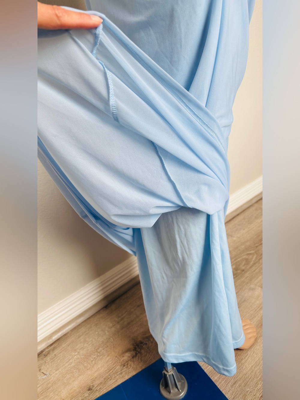 Elegant Off-Shoulder Baby Blue Ruched Evening Dress - Picture 10 of 14